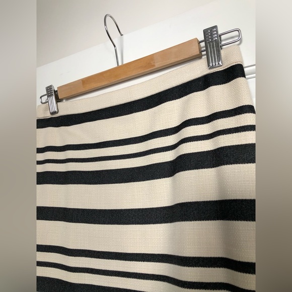 J. Crew Cream Black Double Striped Woven Pencil Skirt - Picture 3 of 9